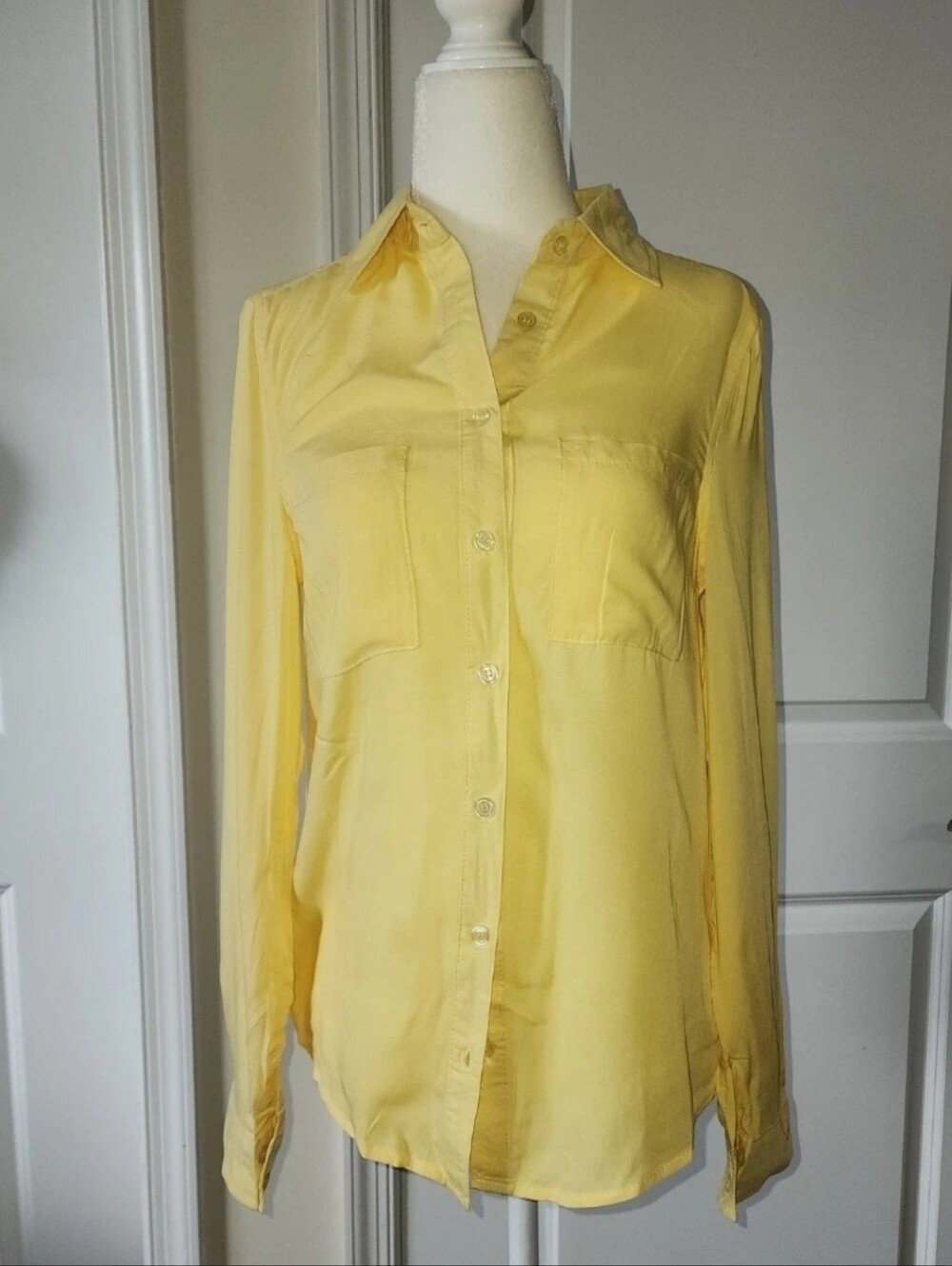 Fashion Nova Pale Yellow Button-Down Shirt